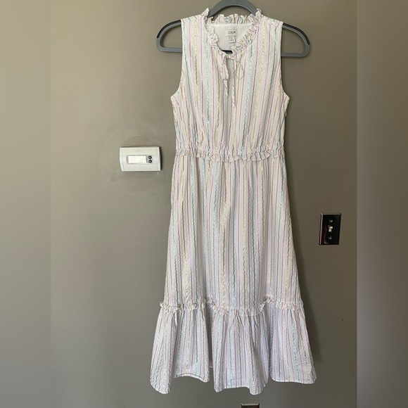 J. CREW Tie Front Shimmer Flowy Sleeveless Boho Midi Dress Size 4 - Picture 4 of 11